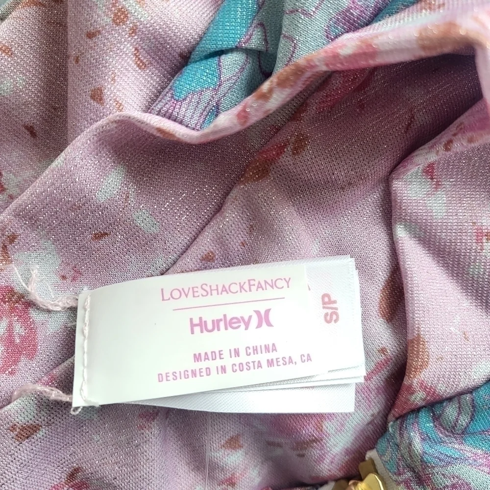 New LoveShackFancy x Hurley Cropped Bomber Jacket Under The Sea NWT Small